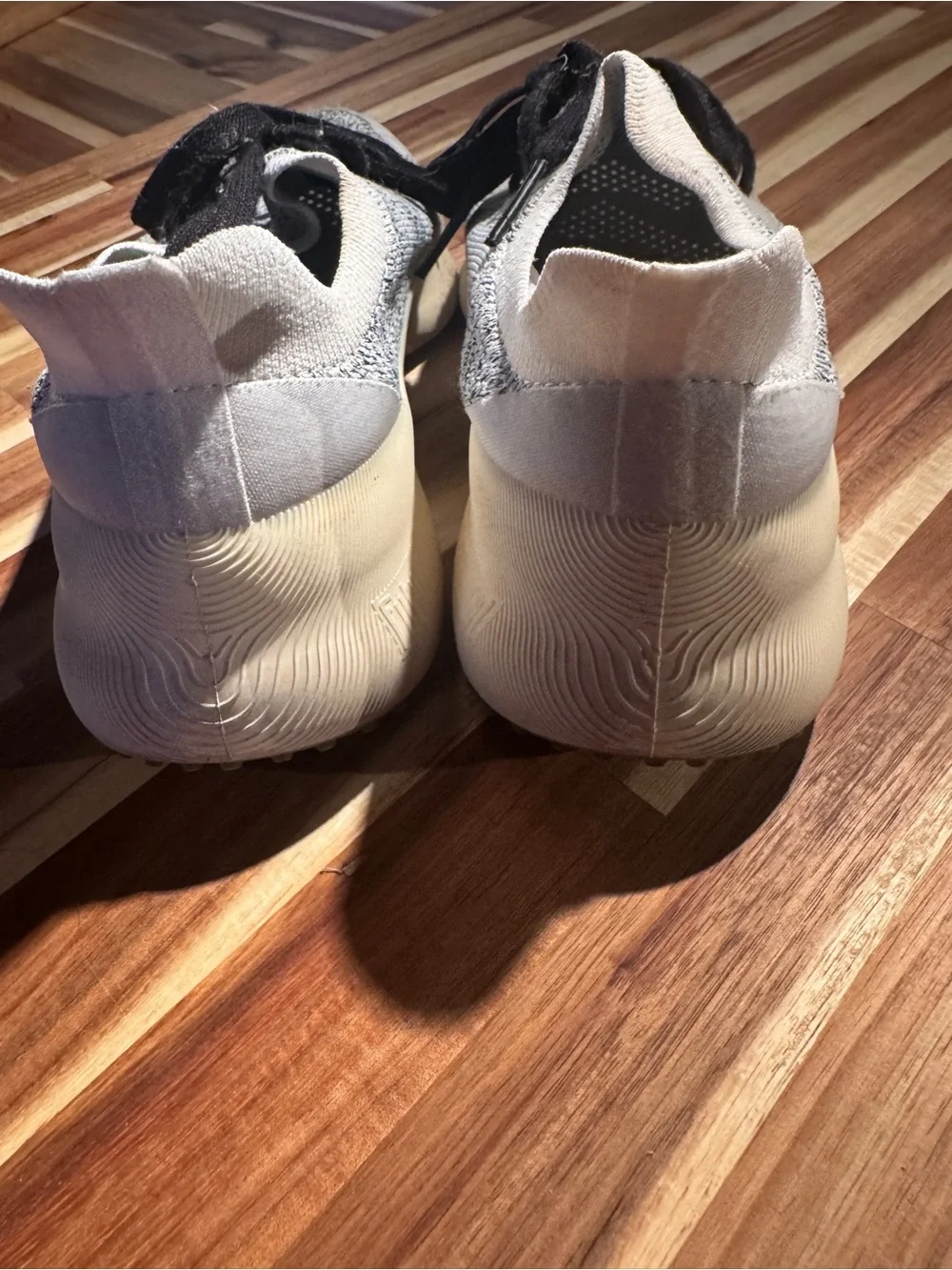 adidas Light Gray Knit Athletic Sneakers with Black Laces